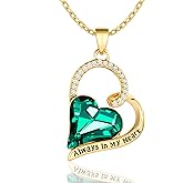 fersltily Gold Birthstone Necklace for Women Dainty Heart Necklace 14k Gold Crystal Necklaces Christmas Stocking Stuffers Anniversary Birthday Gifts Womens Jewelry