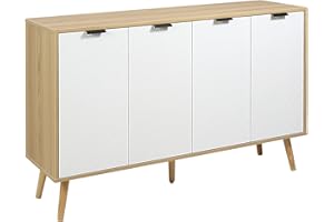 HOMCOM Modern Sideboard Buffet Cabinet, 47" Kitchen Storage Cabinet with 4 Doors and 2 Adjustable Shelves, Coffee Bar Station