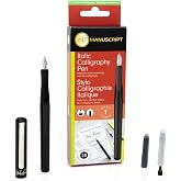 MANUSCRIPT Italic Calligraphy Pen, 2B, Fountain Pen | Classic fountain pen, 2B 1.6mm italic nib. Converter and black cartridge included. Made in England.