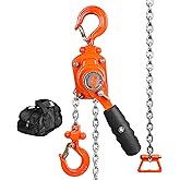 VEVOR Manual Lever Chain Hoist, 1/4 Ton 550 lbs Capacity 10 FT Come Along, G80 Galvanized Carbon Steel with Weston Double-Pawl Brake, Auto Chain Leading & 360° Rotation Hook, for Garage Factory Dock