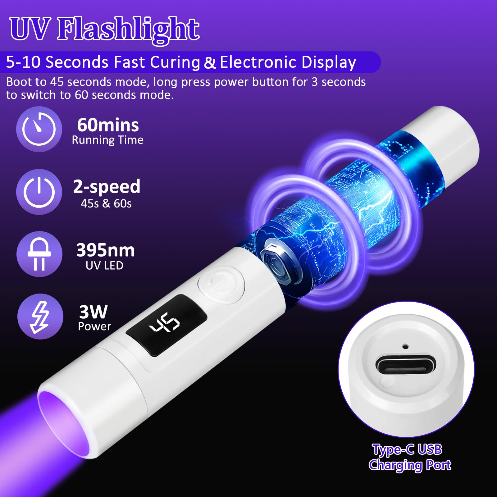 KISREL UV Light for Resin, Large Double-Sided Light with UV Flashlight, 2-in-1 Detachable Resin Curing Machine, 3-Speed Digital Display, 36w Fast Curing Lamp for Crafts, Jewellery Making