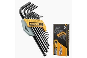 GRENPRO Allen Wrenches Sets Metric And Standard, 13 Pieces Allen Key Set, Hex Key Screwdriver Set, 1.27-10MM Long Arm with Ball End, Hex Socket Torque Hex Wrench Tools Sets