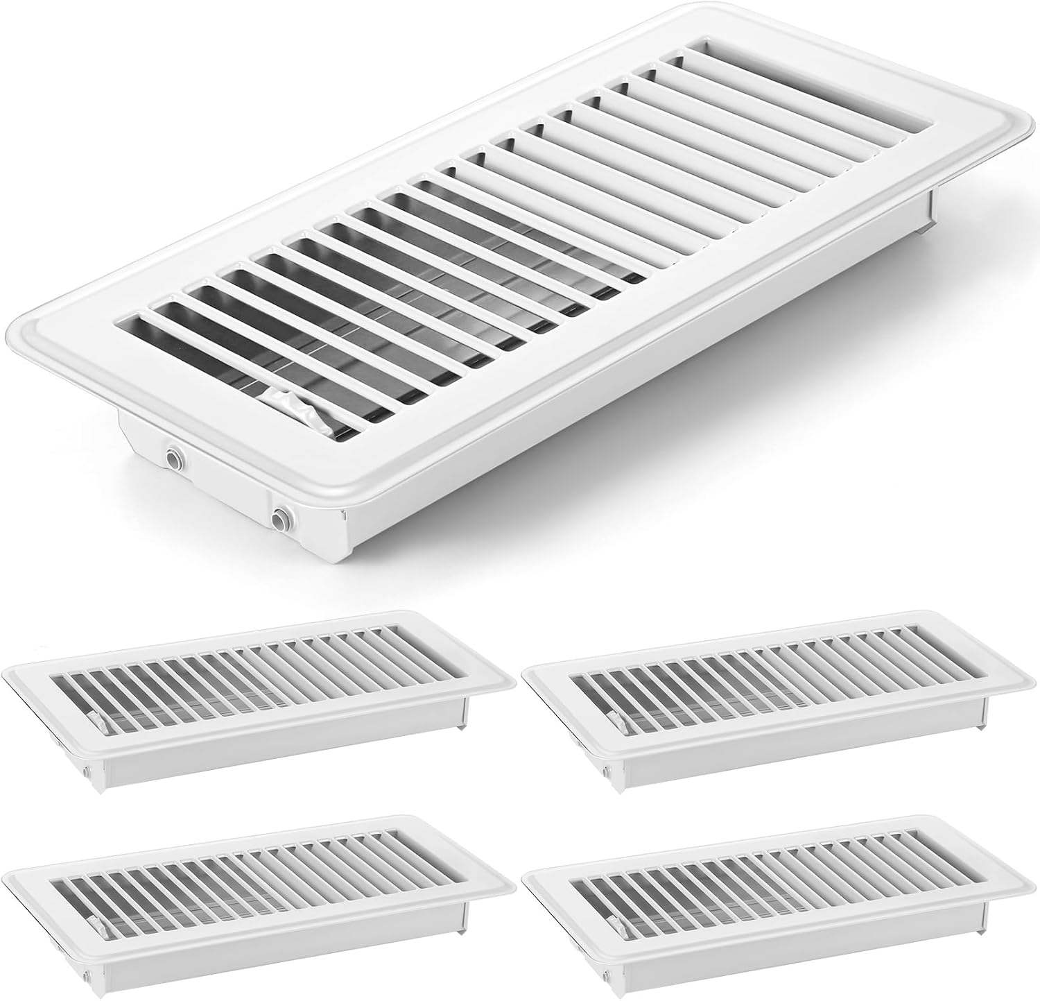 Registers, Grilles & Vents - 4 x 10'' Floor Vent Covers Heavy Duty Floor Register Metal Heat Vent Covers with Rust Proof Finish for Home Floor Heater (White,4 Pcs)