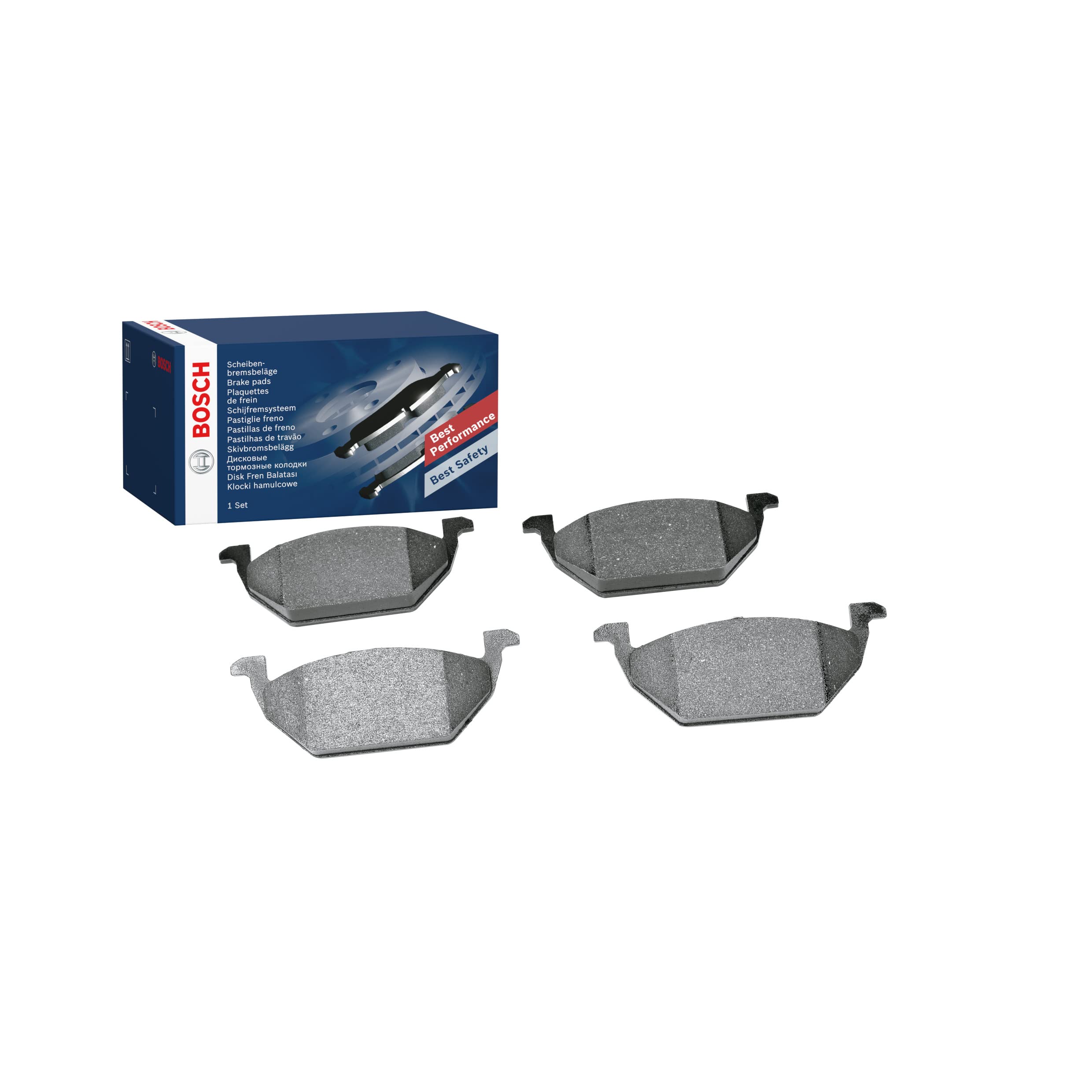 Bosch BP175 - Brake Pads Car Front Axle - Bosch Quality - Reduced Noise and Dust - ECE-R90 Certified - Copper-Free - 1 Set of 4 Pads