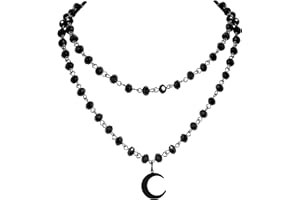 Sacina Gothic Layered Black Crescent Moon Choker, Black Moon necklace for Women, Gothic Goth Necklace, Goth Jewelry, Christmas Jewelry Gift for Women
