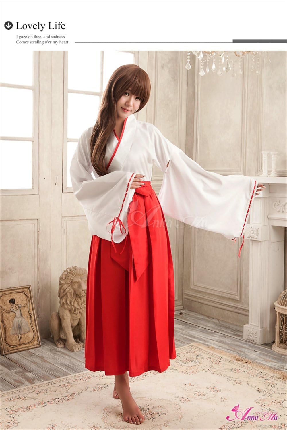 Amazon Anna Mu ハロウィン 仮装 本格的 清楚 ロング 巫女服 コスプレ コスプレ衣装 コスチューム 魔女 赤 M Lサイズ Z1514 コスプレ 仮装 通販