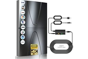 VRAGEY 2024 Updated Amplified TV Antenna,1000 Miles Range Indoor/Outdoor Antenna for Smart TV and All Older TV's,Digital TV Antenna with Thick Coaxial Cable and Amplifier Signal Booster