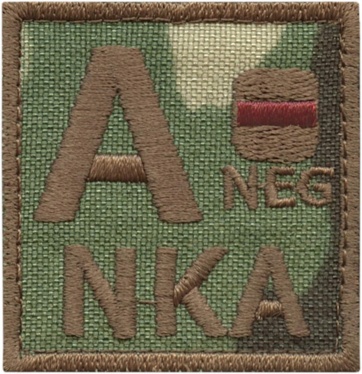 LEGEEON Multicam ANEG A- NKA Blood Type IFAK No Known Allergies Morale Tactical Army Hook&Loop Patch