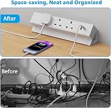 BQO Desk Power Socket Strip 3 UK Plugs USB A C 15.5W Aluminum 6.56FT Home Office view 4