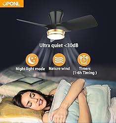 OPONL 30" Black low profile Ceiling Fan with