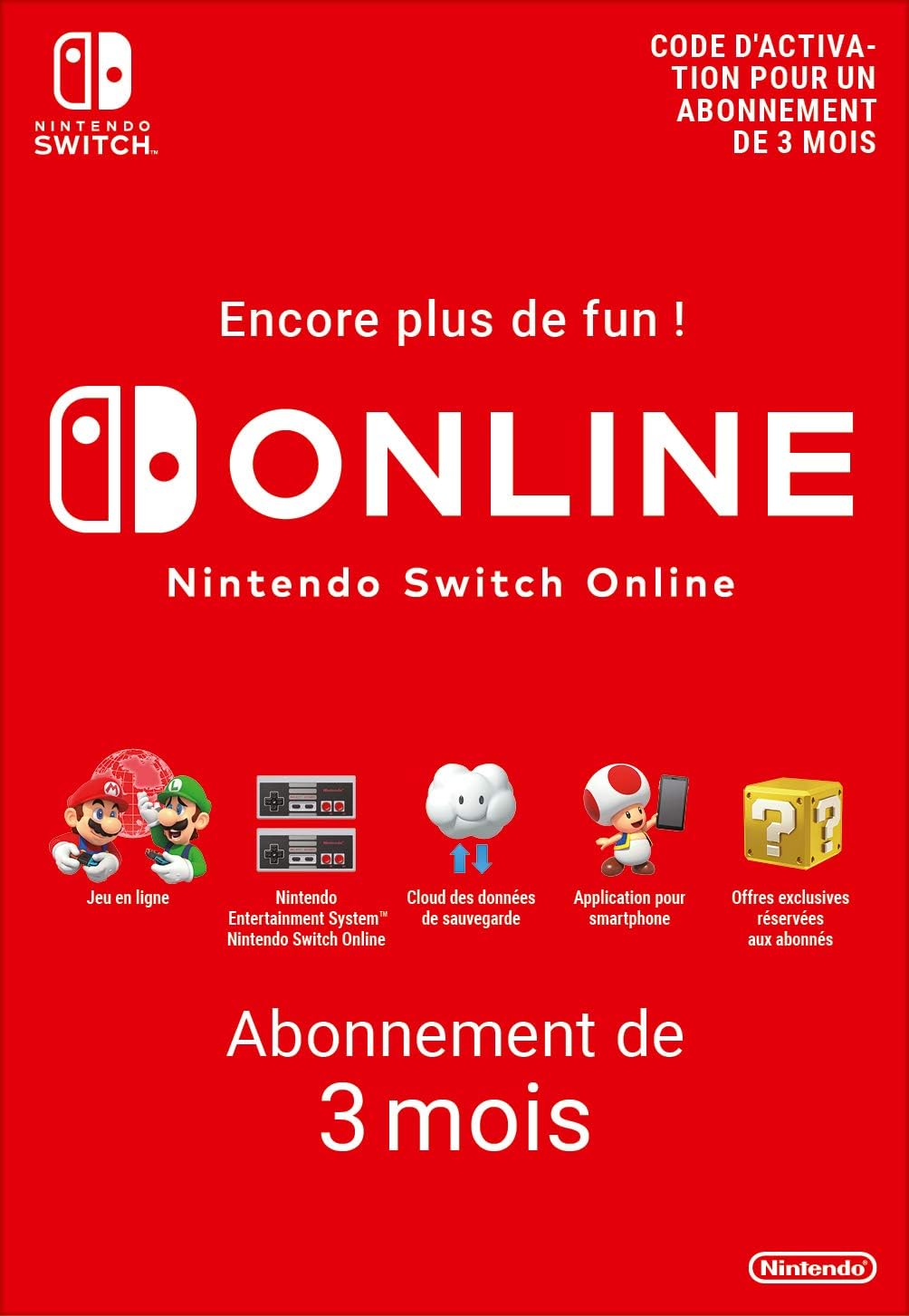 Abonnement Nintendo Switch Online 3 Mois Nintendo Switch Version