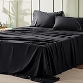 Bedsure Queen Sheet Set - 4 Pieces Soft Queen Size Sheets - Breathable & Cooling - Hotel Luxury - Easy Care Polyester Microfiber Bedding for Women, Men, Black