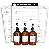 Minimalist Bathroom Labels for Organizing, 136 Preprinted Bath Room and Makeup Organizer Stickers, Waterproof Removable, Soap Shampoo Storage Supplies