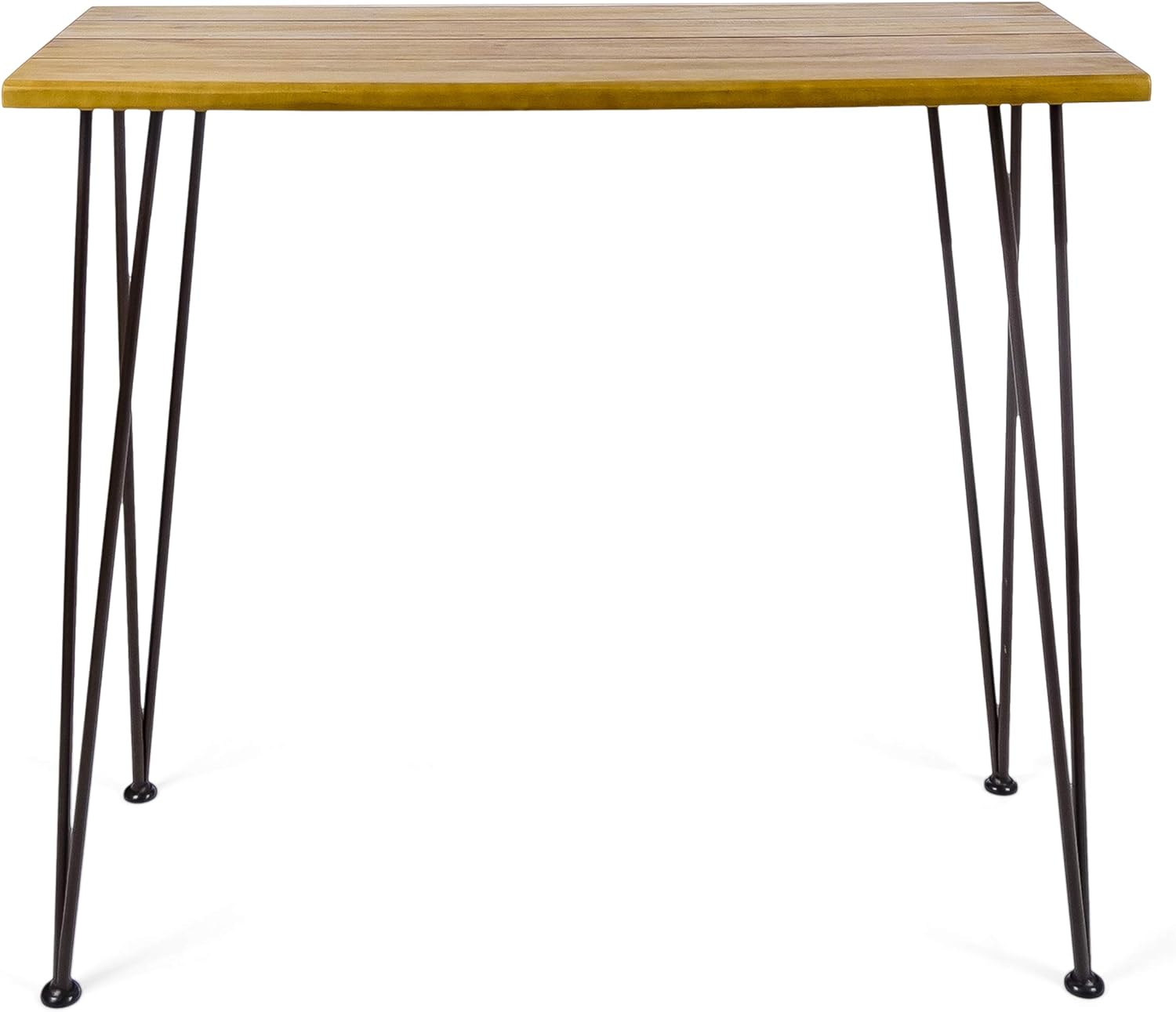 Christopher Knight Home Denali Ouotdoor Industrial Acacia Wood Bar Table with Iron Frame, Teak Finish / Rustic Metal: Furniture & Decor