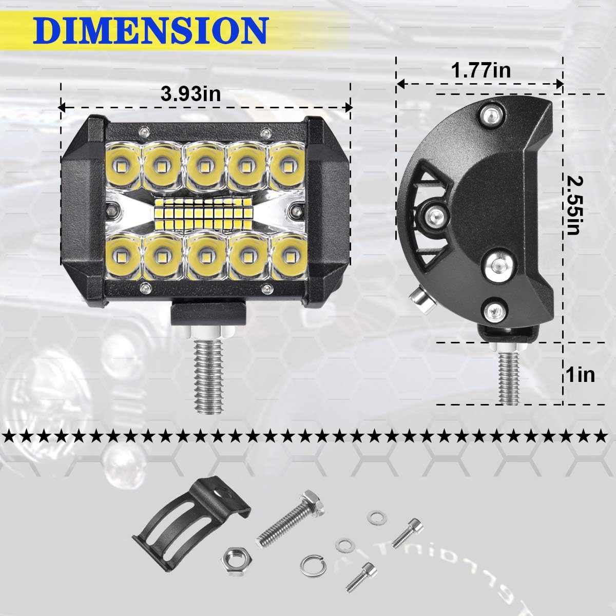LMGAO 4 Inch 60W Combo Led Light Bars Spot Flood Beam LED Work Light Bar Waterproof For Driving Offroad Boat Car Tractor Truck SUV ATV: Automotive