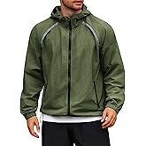 Yousify Mens Lightweight Jacket Full Zip Hooded Reflective Athletic Jacket Unlined Quick-drying Coat for Cycling Outdoor