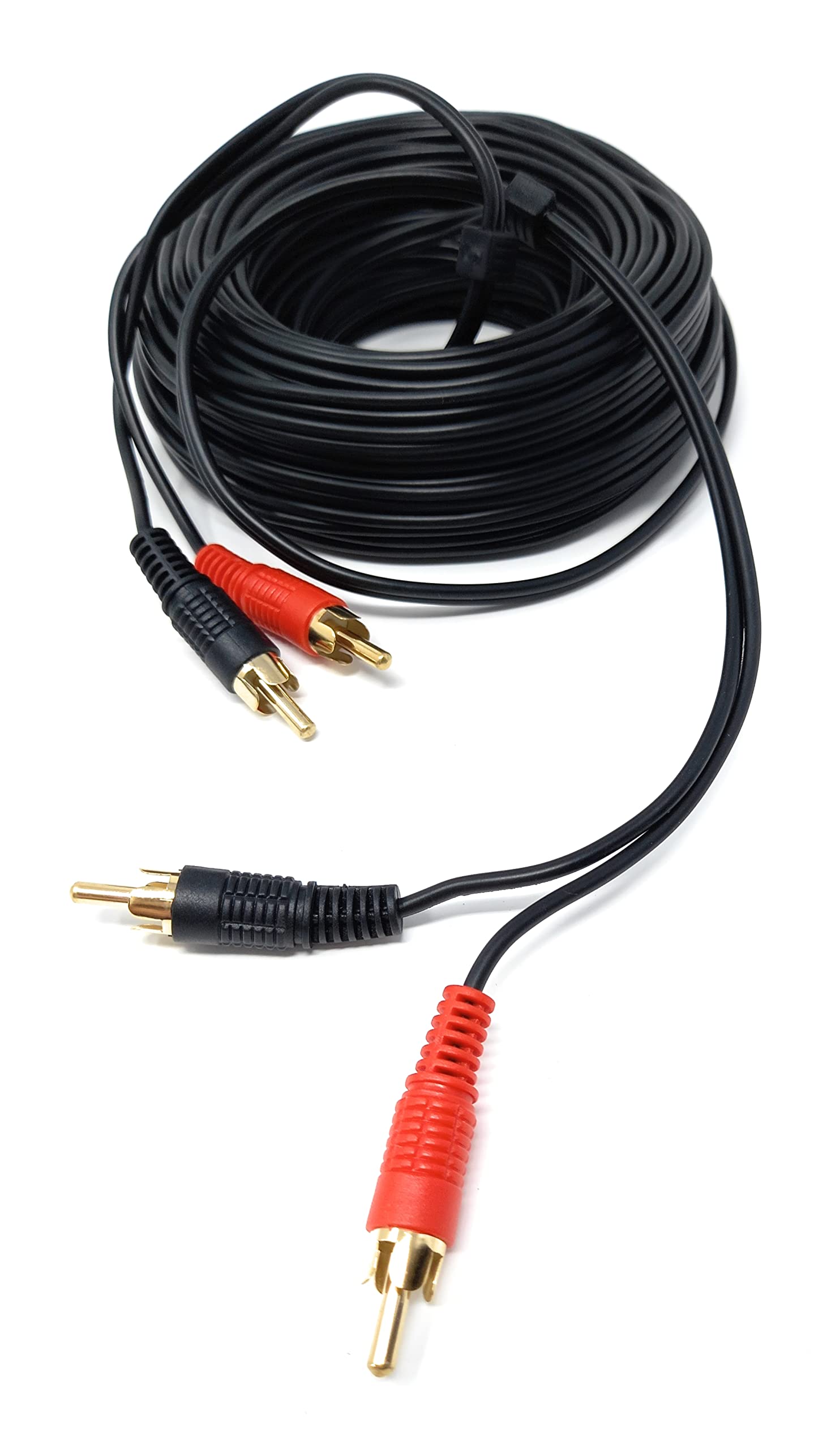 DRUT 15m RCA to RCA Phono Twin Jack to Jack Stereo Audio Cable Lead Cord Compatible With CD/DVD/Amplifier/Hifi/DJ Mixer/Turntable 50ft Black Gold Connectors