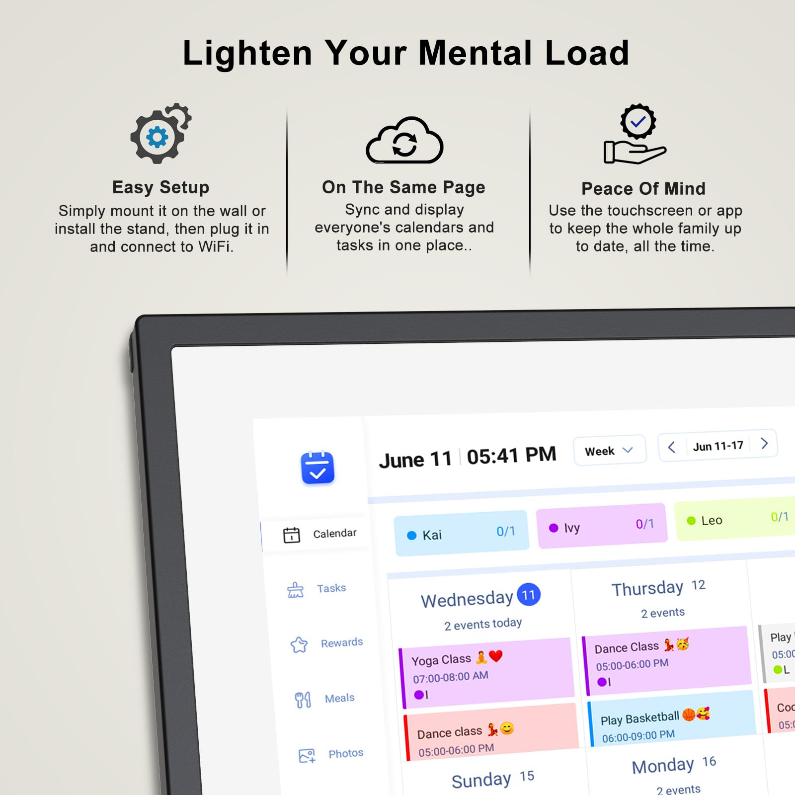 10.1 inch Wall Planner Digital Calendar & Chore Chart,Smart Touchscreen Interactive Display for Family Schedules,Hearth Display Digital Calendar,Electronic Picture Frame Share Moments from Anywhere