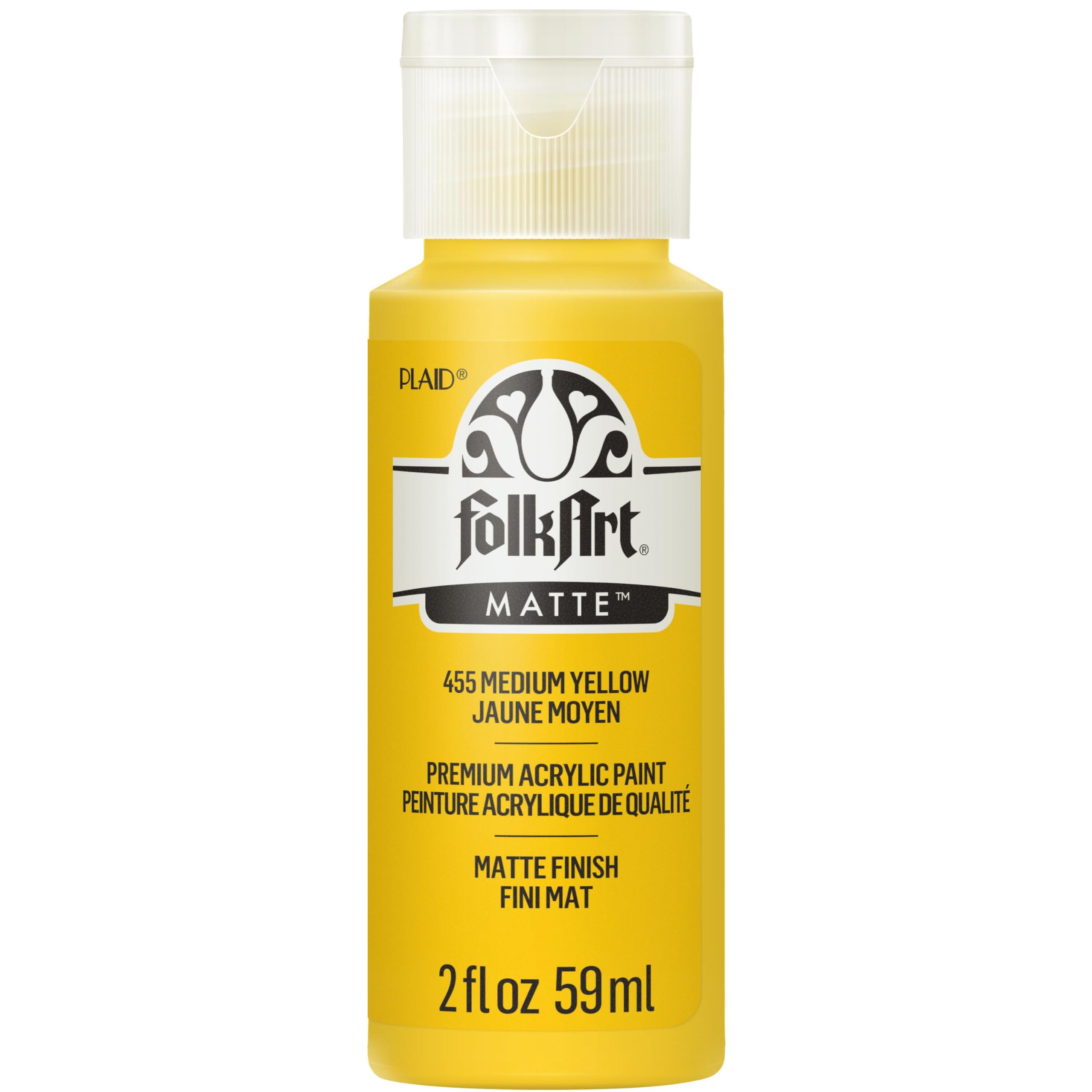 FolkArt Acrylic Paint in Assorted Colors (2 Ounce), 455 Medium Yellow