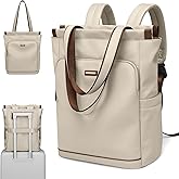GOLF SUPAGS Convertible Laptop Backpack for Women Casual Daypack Notebook Tote Bag for Work College Travel Leisure (Apricot)