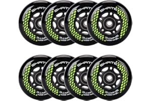 8 Pack Inline Skate Wheels Replacement 72mm 76mm 80mm With ABEC-9 Bearing and Spacers for Blades Roller Hockey - 85A Indoor O