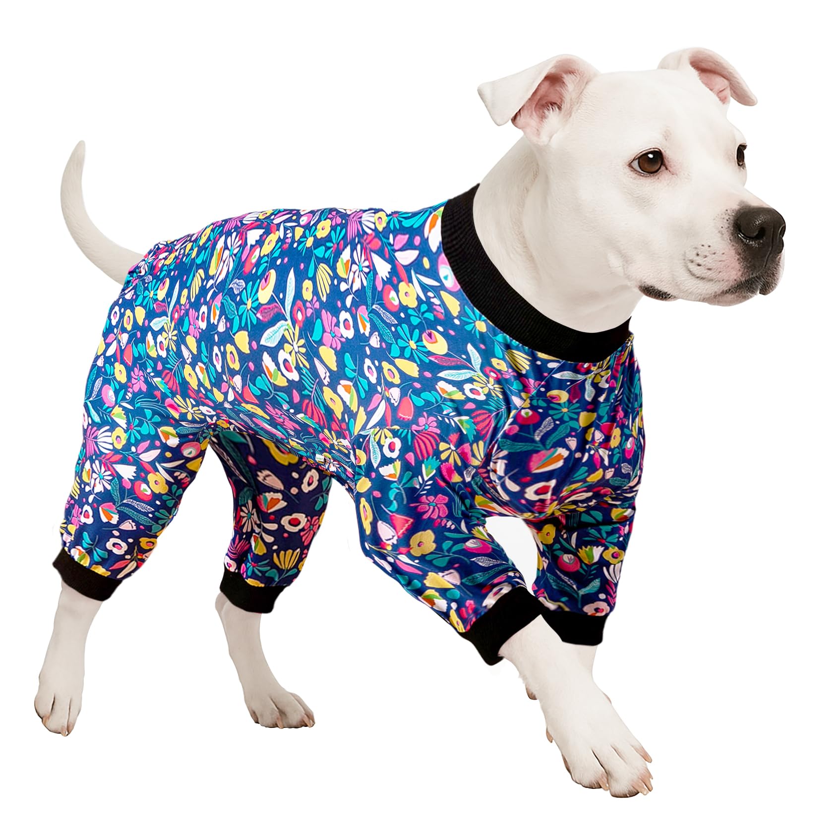 LovinPet Large Dog Shirt/Sleepytime Elephants Prints/Post Surgery Dog Shirt/Wound Care for Large Dog Onesies/Lightweight Pullover, Full Coverage Large Breed Pjs, Medium