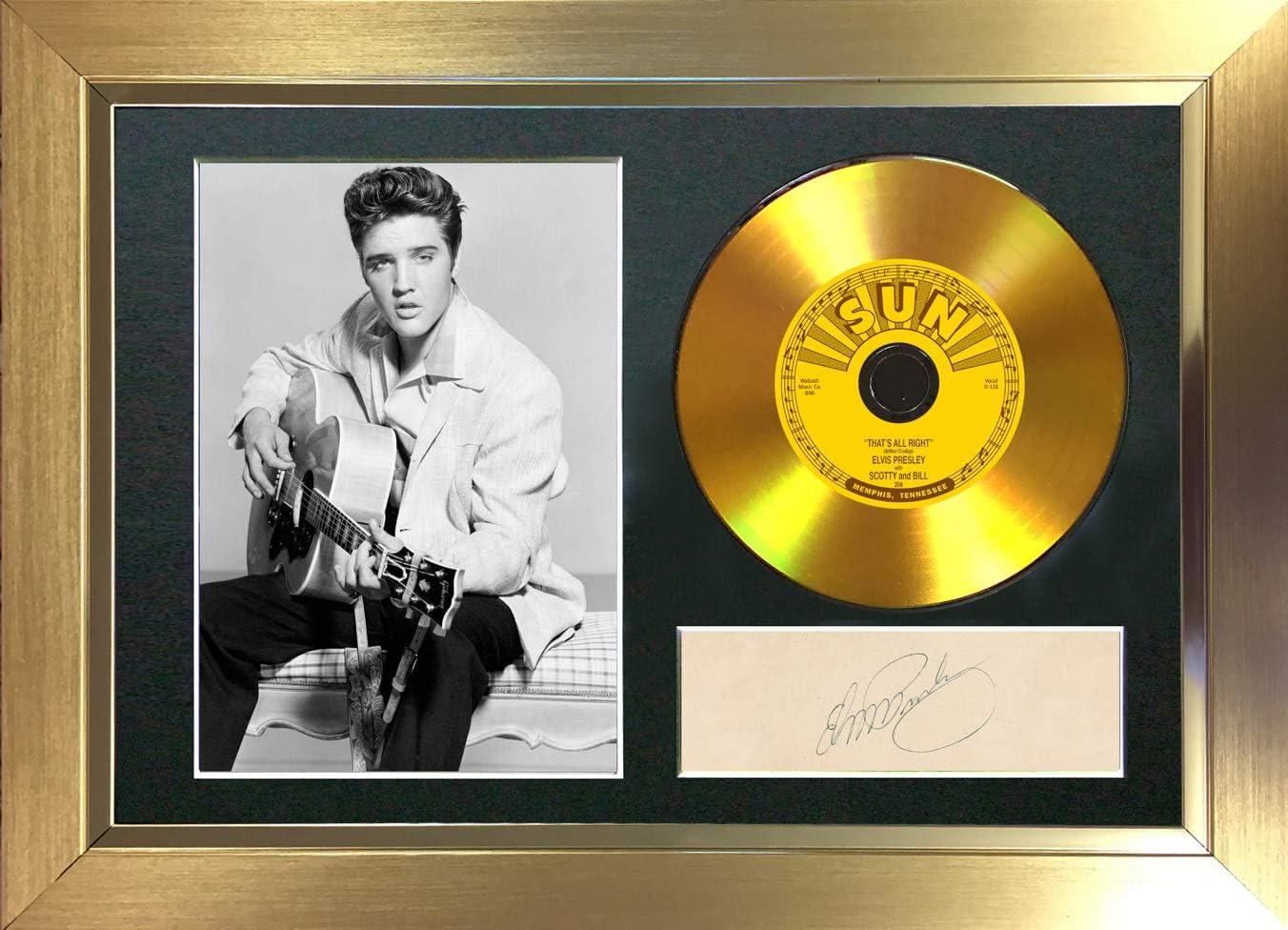 131 GOLD DISC ELVIS PRESLEY Thats All Right Signed Autograph Mounted