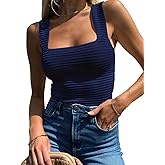 BZB Womens Ribbed Tank Tops 2026 Summer Sleeveless Square Neck Shirts Casual Slim Fitted Knit Shirts