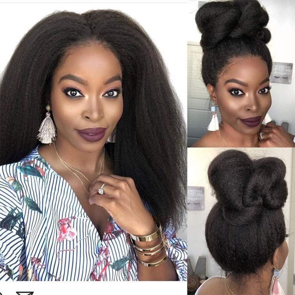 Wowsexy hair Kinky Straight Lace Front Human Hair Wigs Pre-plucked Brazilian Human Hair Wigs for African American Women with Baby Hair (18 inch, Full Lace Wig)