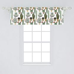 Ambesonne Cactus Window Valance, Pattern with