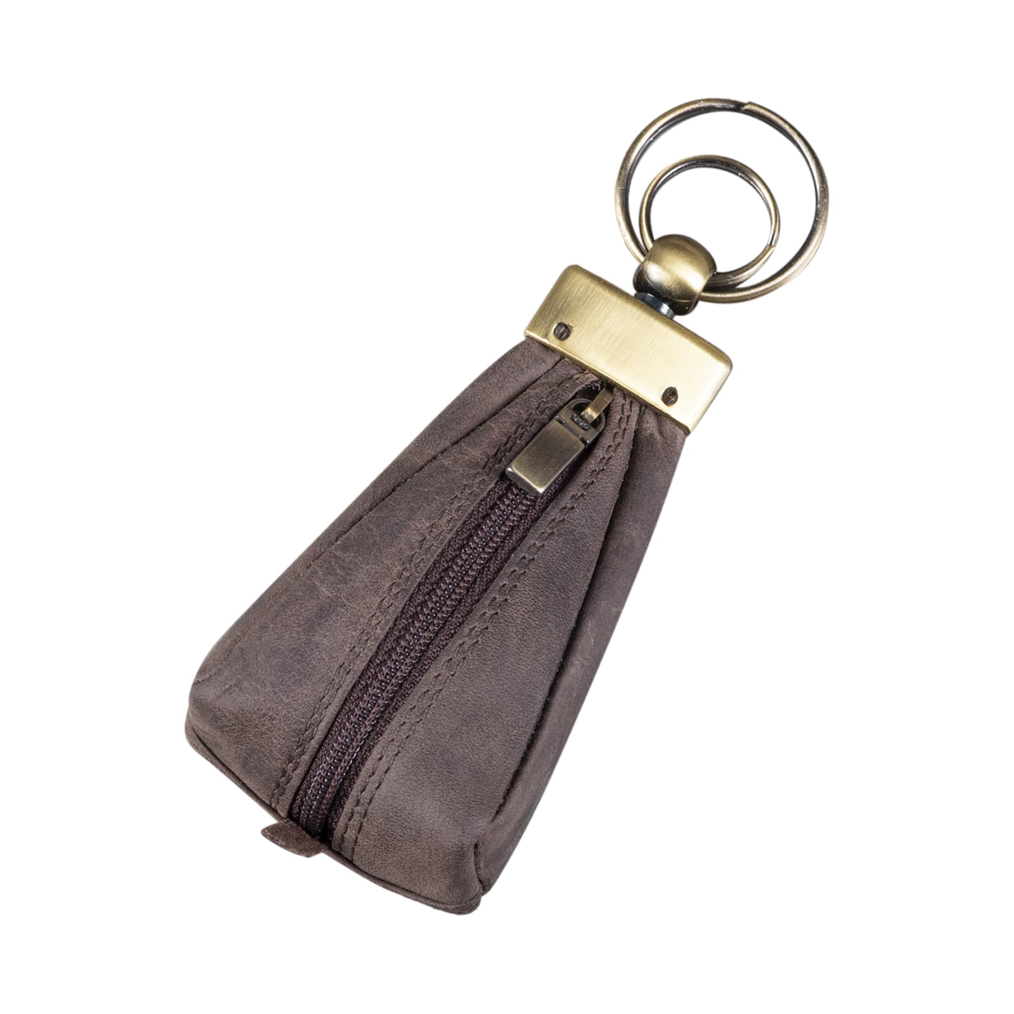 STILORD "Enno" Small Leather Key Pouch Vintage Key Holder for Men Key Case Mini Purse with Key Ring Slim Wallet Coin Pouch in Genuine Leather Colour:Dark - Brown