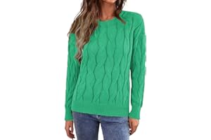 Women's Cute Elegant Soft Crewneck Long Sleeve Hollow Cable Knit Pullover Sweaters Streetwear Sweaters Athletic