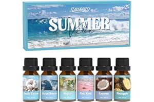 SALUBRITO Summer Fragrance Oils Set, Premium Essential Oils Set for Diffuser, Candle, Soap Making, Fresh Cotton, Coconut, Moj