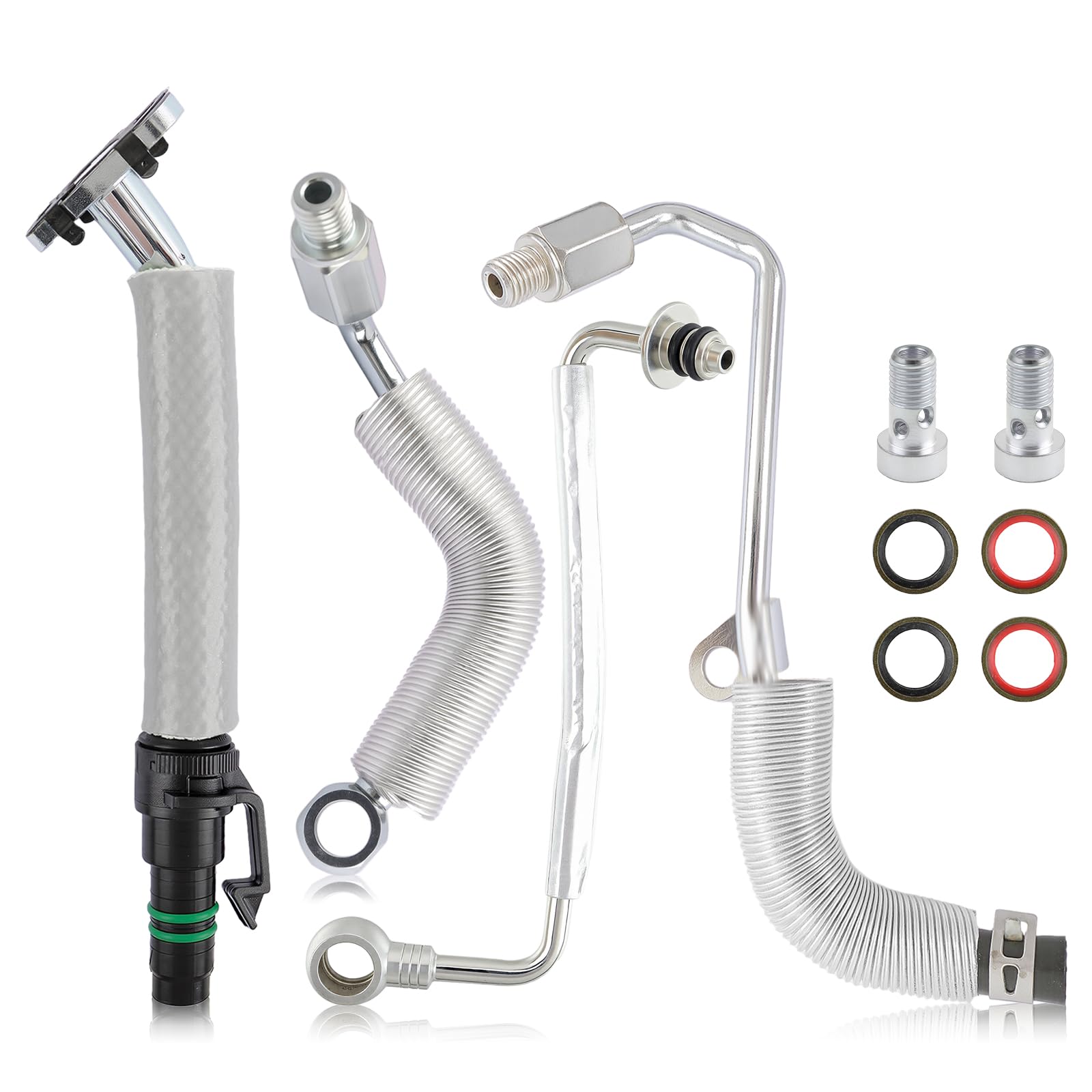 Photo 1 of AUTOKAY Turbo Charger Coolant Return Hose Line Fit For Chevy Cruze Sonic Trax for Buick Encore GM1.4L 4Pcs Turbo Oil Return Drain & Oil Feed Pipe Kit 55567067