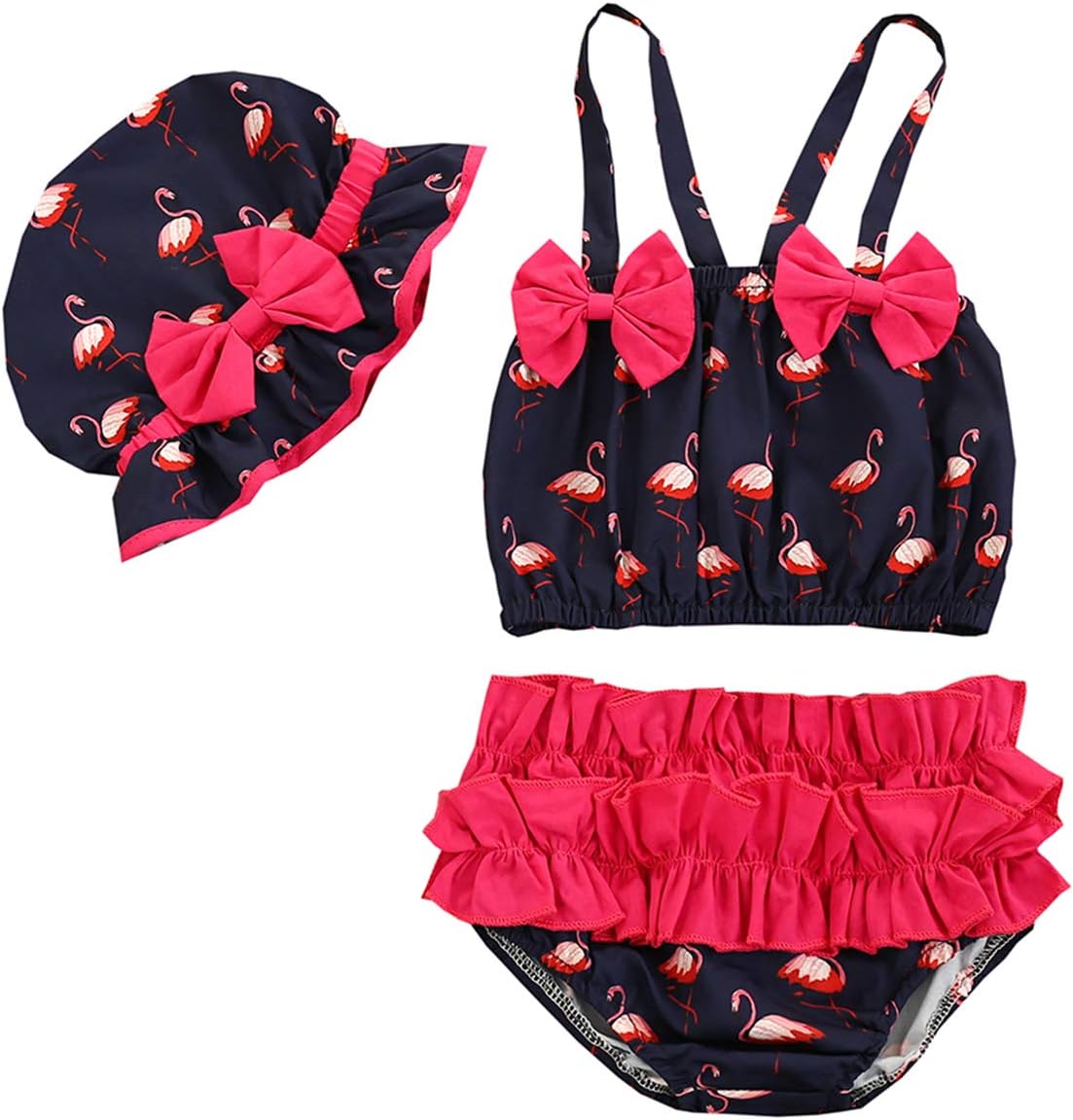 Newborn Baby Girl Ruffle Bathing Suit Bikini Halter Swimwear Beachwear