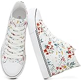 yageyan Womens High Top Canvas Sneakers Fashion Lace up White Shoes for Women Casual Classic