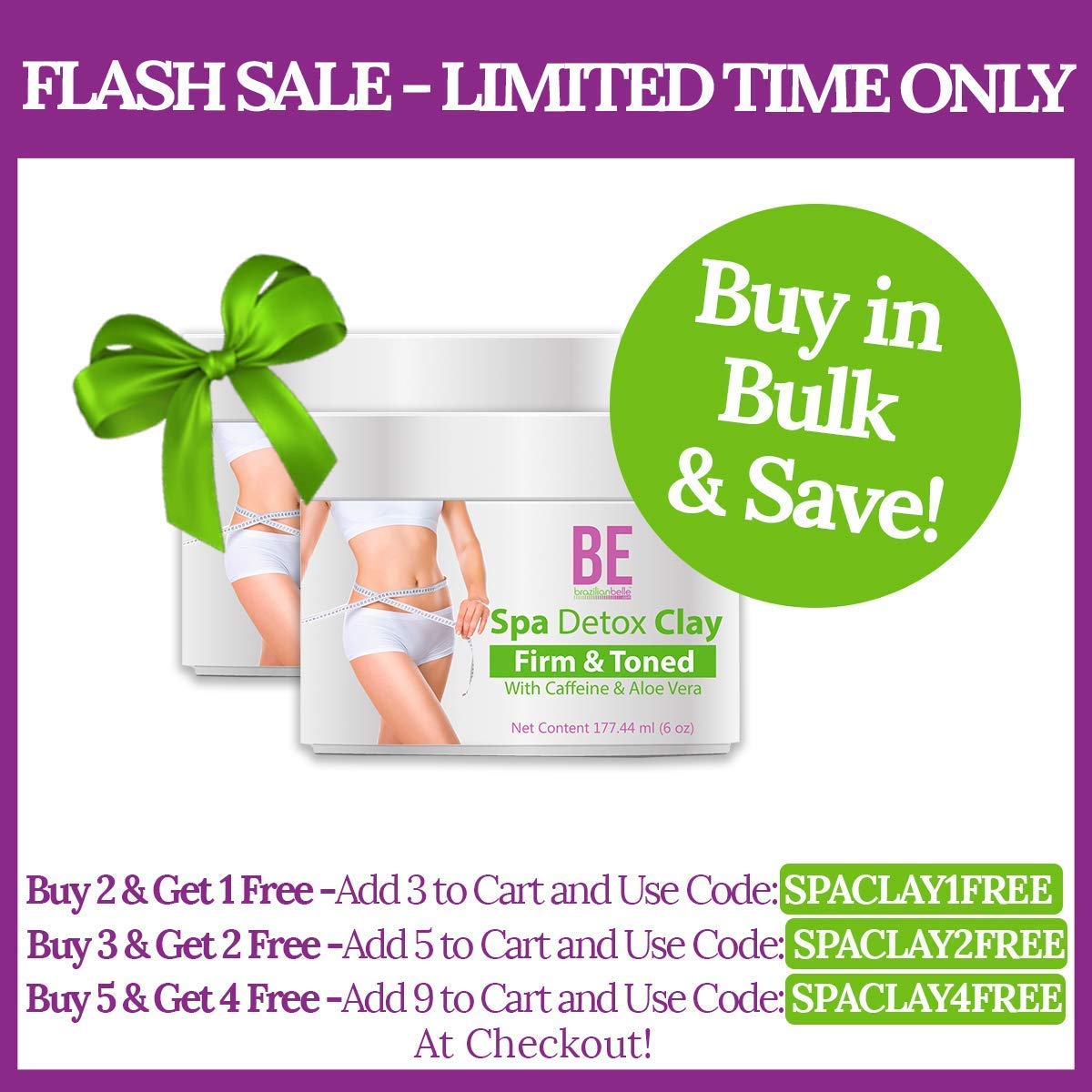 Brazilian Spa Detox Body Clay for Inch Loss Body Wraps, Detox and Cleanse -Rejuvenate and Improves Skin Texture- All Natural Ingredients - 6 oz : Beauty