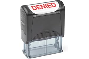 INVERA Self Inking Rubber Stamp, Refillable Red Ink Preinstalled - (9/16" x 1-1/2") (Denied)