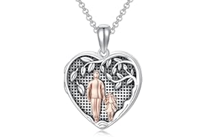 PROESS Father/Mother Daughter Locket Necklace S925 Sterling Silver Oxidized/Abalone Shell Daughter Gifts from Dad Mom I Love You Forever Daughter Locket Jewelry Gift