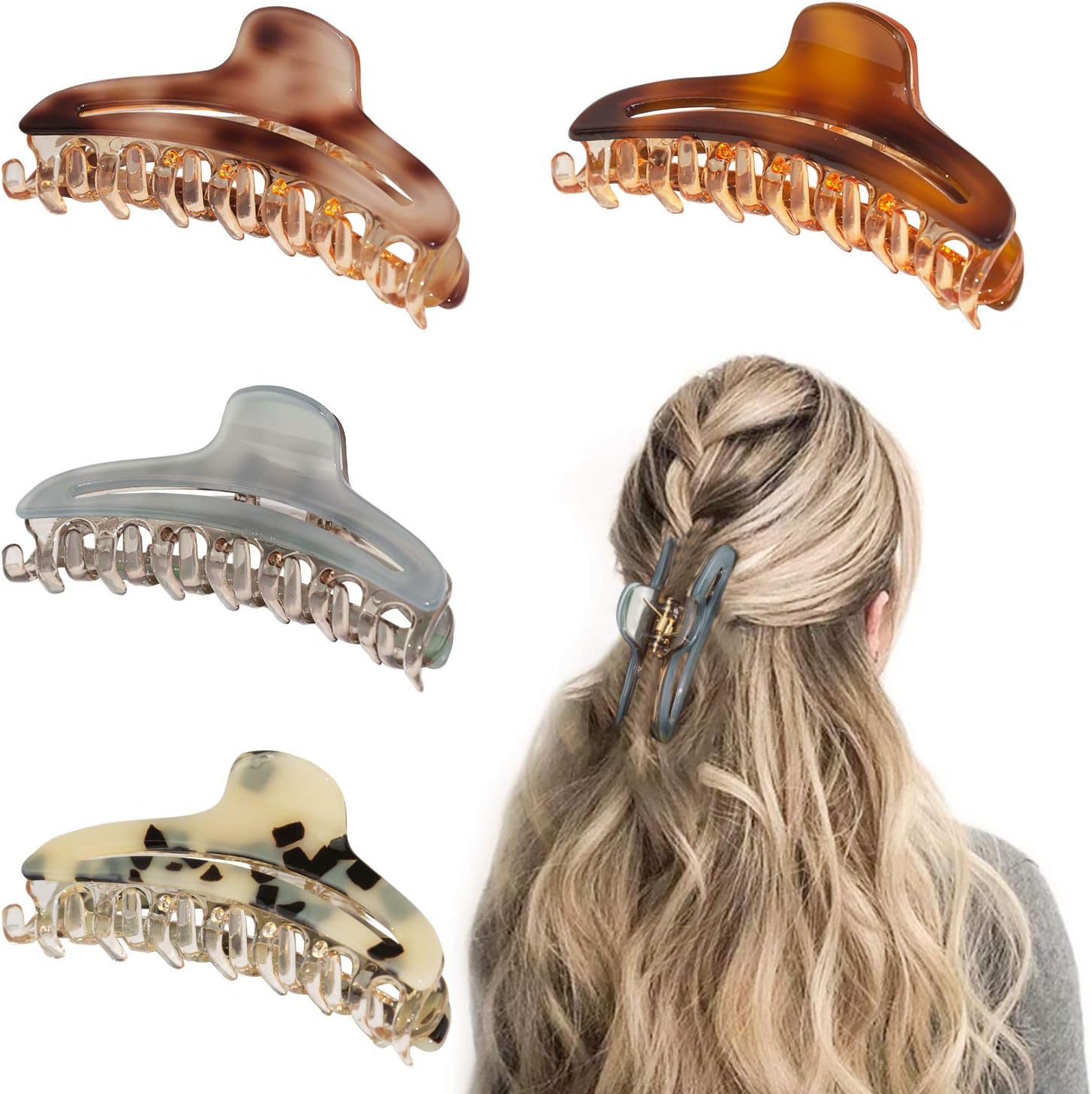 Tortoise Shell Hair Claw Clips Fashion Design Hair Jaw Clamp For Women,4 Packs Amazon.co.uk Beauty