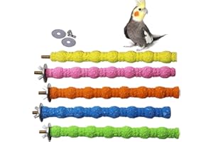 kathson 5 PCS Bird Perch Parrot Stand Cage Accessories Natural Wooden Stick Paw Grinding Rough-surfaced Chew Toy for Cockatiels,Cockatoo,Lorikeet,Conure,Parakeet (Random Color,6.29inch)