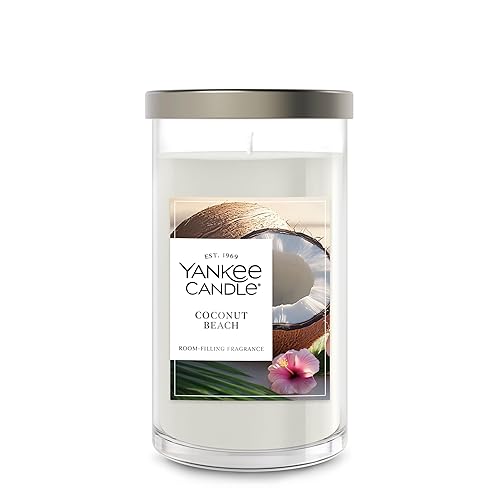Yankee Candle Medium Pillar Scented Candle with up to 115 Hour Burn Time, Premium Plant Wax Blend for Consistent Burn, 14.25 oz Pillar Candle with Room Filling Fragrance, Coconut Beach