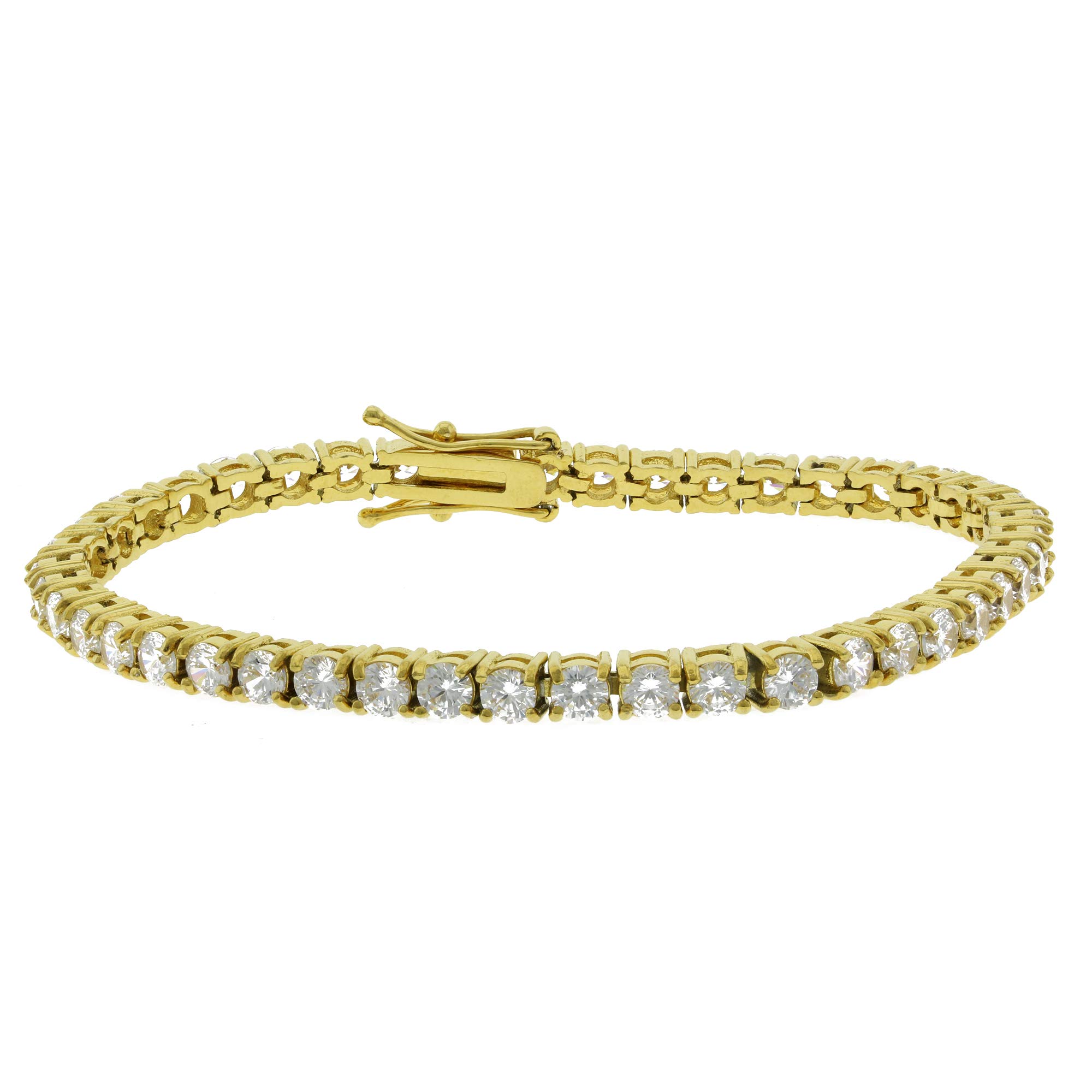 ANTI-TARNISH Stainless Steel 1 Row Tennis Necklace Choker Chain Lab Created Diamonds 18K Gold Plated 4MM Solitaires Necklace 16-24 inches Bracelet 7-9 inches, 9", Stainless Steel, Cubic Zirconia