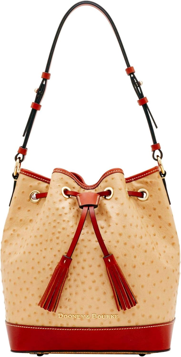 NEW AUTHENTIC DOONEY AND BOURKE DRAWSTRING OSTRICH SHOULDER BAG (Sand