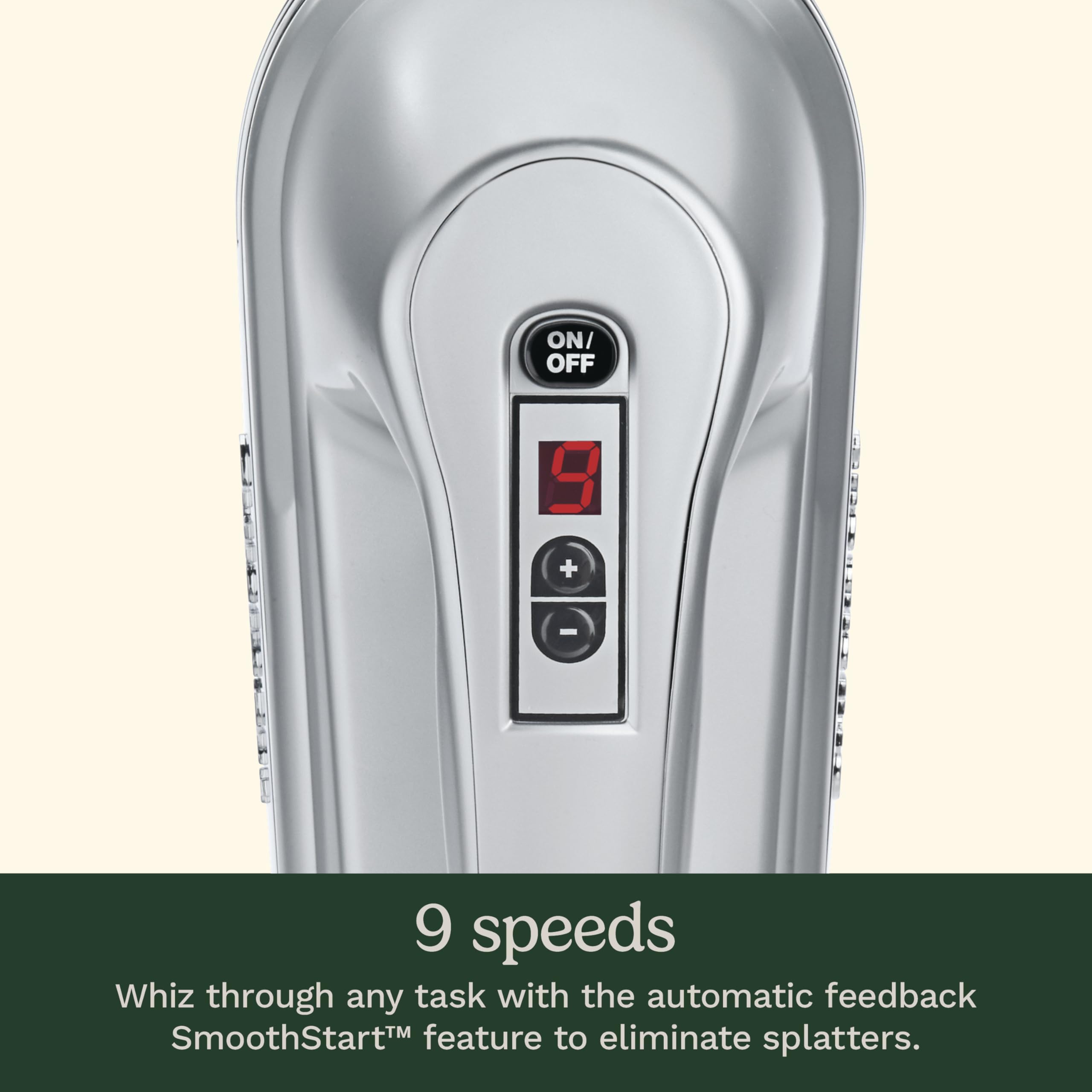 Cuisinart Power Advantage PLUS 9-Speed Hand Mixer, 220W-Motor Hand Blender Electric Mixer with 9 Speed Settings, XL Dishwasher-Safe Beaters, 3 Low Mixing Speeds, Storage Case, HM-90BCS, Brushed Chrome