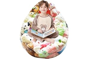Clear Bean Bag Chair for Stuffed Animals, Waterproof Extra Large 150L Stuffable Bean Bag Chair Cover, Soft Plush Toys Storage