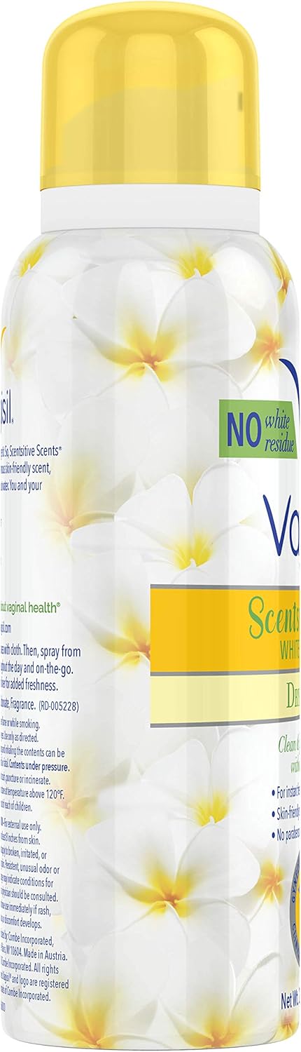 Vagisil Scentsitive Scents Feminine Dry Wash Deodorant Spray for Women, Gynecologist Tested, Paraben Free, White Jasmine: Health & Personal Care