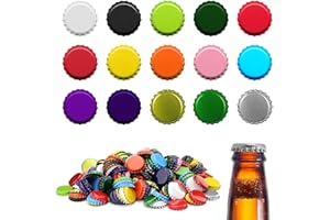 Sekonow 240 Count 15 Colors Bottle Caps, 26mm/1in Metal Beer Bottle Caps Crown Caps with Rubber Seal O-Ring for Homebrew Glas