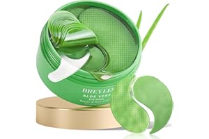 BREYLEE Aloe Vera Eye Masks– 60 Pcs – Puffy Eyes and Dark Circles Treatments – Look Younger and Reduce Wrinkles and Fine Lines Undereye, Improve and Firm eye Skin – Pure Natural Material Extraction