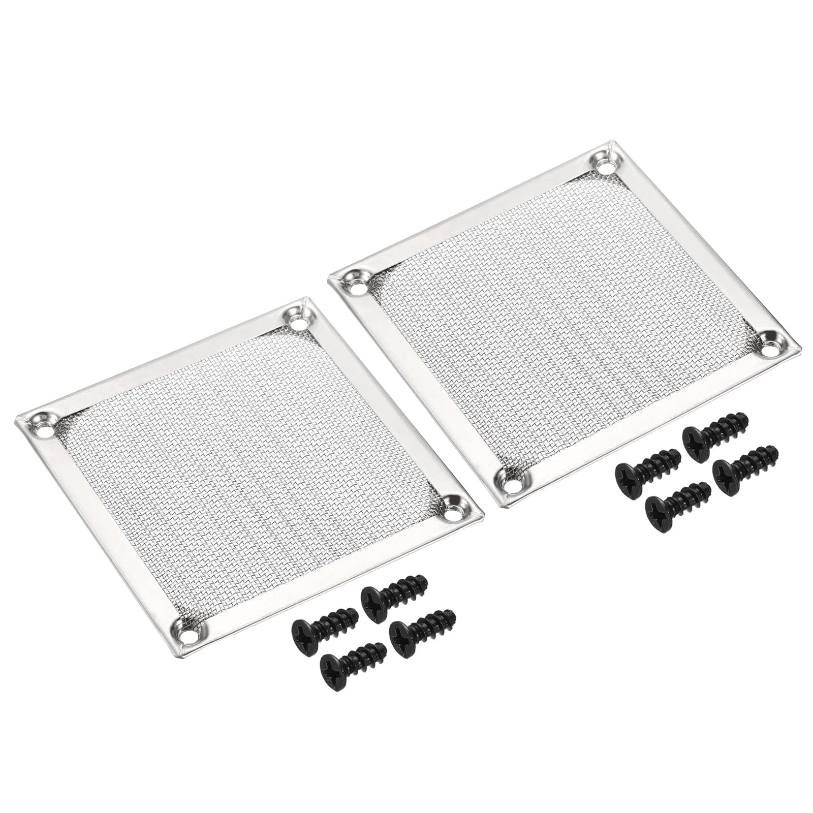 PATIKIL 80mm Fan Filter Grills with Screws, 2 Pack Aluminum Frame Stainless Steel Mesh Dustproof Cover for Computer Case, Silver